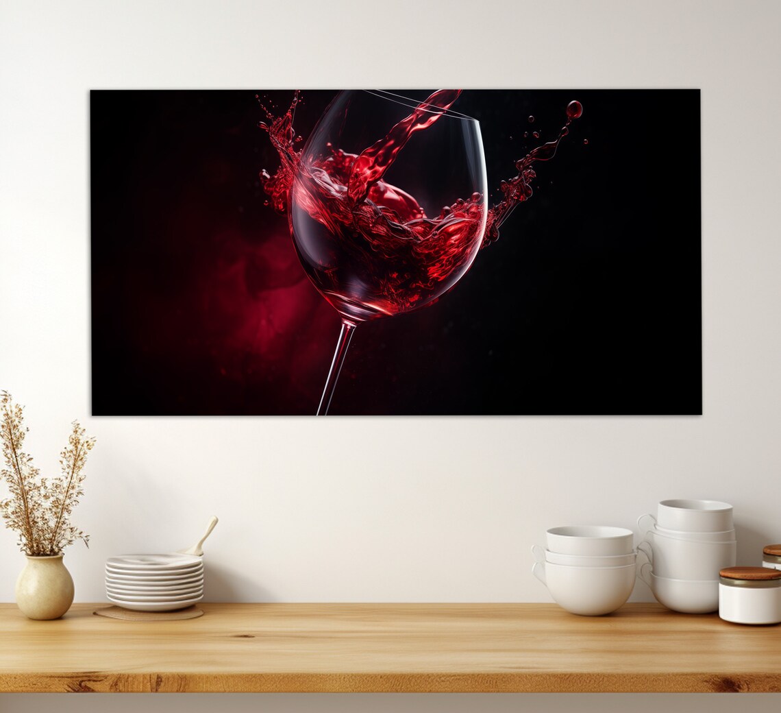 Wine Wall Art Abstract Red Wine Glass Art Print - Image 2