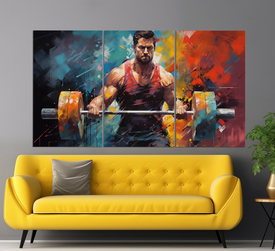 Abstract Weightlifting Print In An Oil Painting Style Fitness Wall Art Fitness Painting Bodybuilding Poster Bodybuilder Gift - Image 5