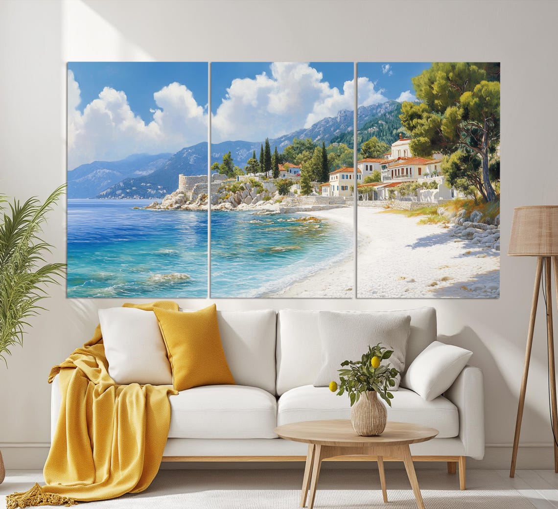 Thassos Greece White Beach Old Town Blue Aegean Coast Travel Poster - Image 6