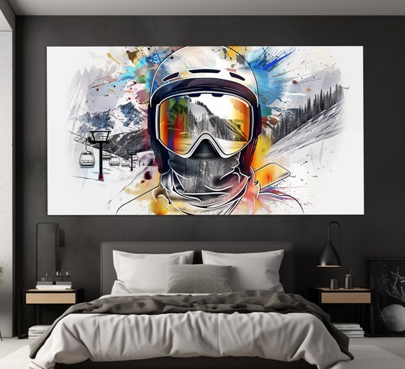 Abstract Skiing Wall Art Skier Print Abstract Skier Painting Ski Poster Winter Wall Art Winter Sports Art