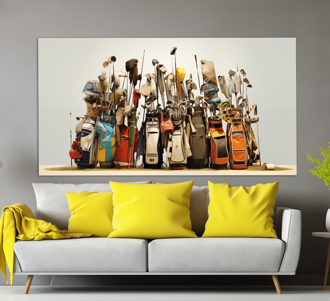 Golf Clubs Abstract Art Print, Golf Wall Decor