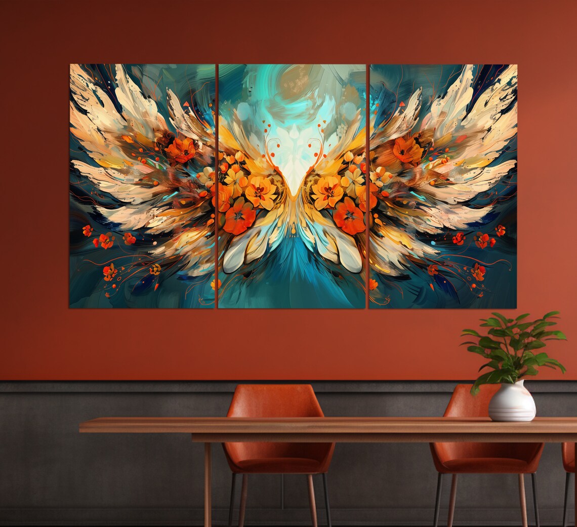Abstract Angel Wings, Oil Painting Style Art Print - Image 3