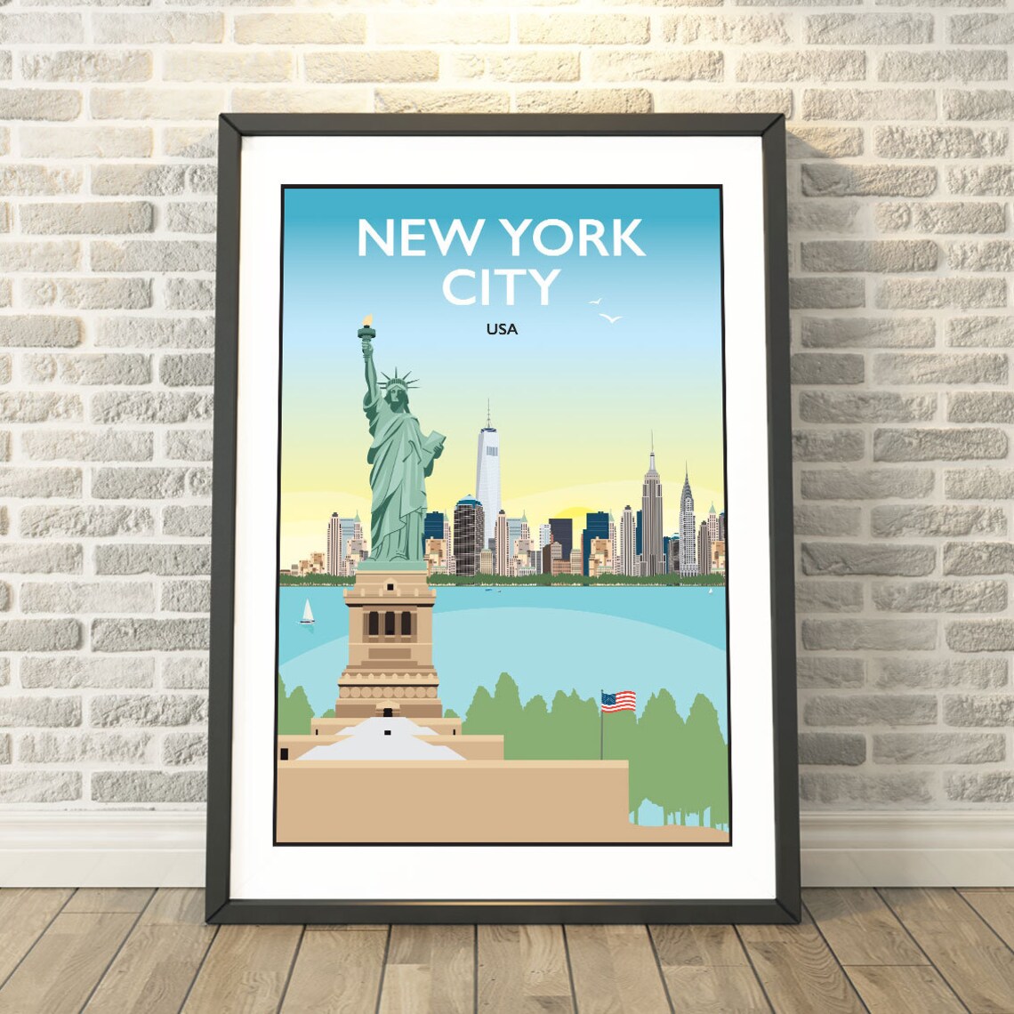 Statue of Liberty New York City USA Dawn Travel Poster