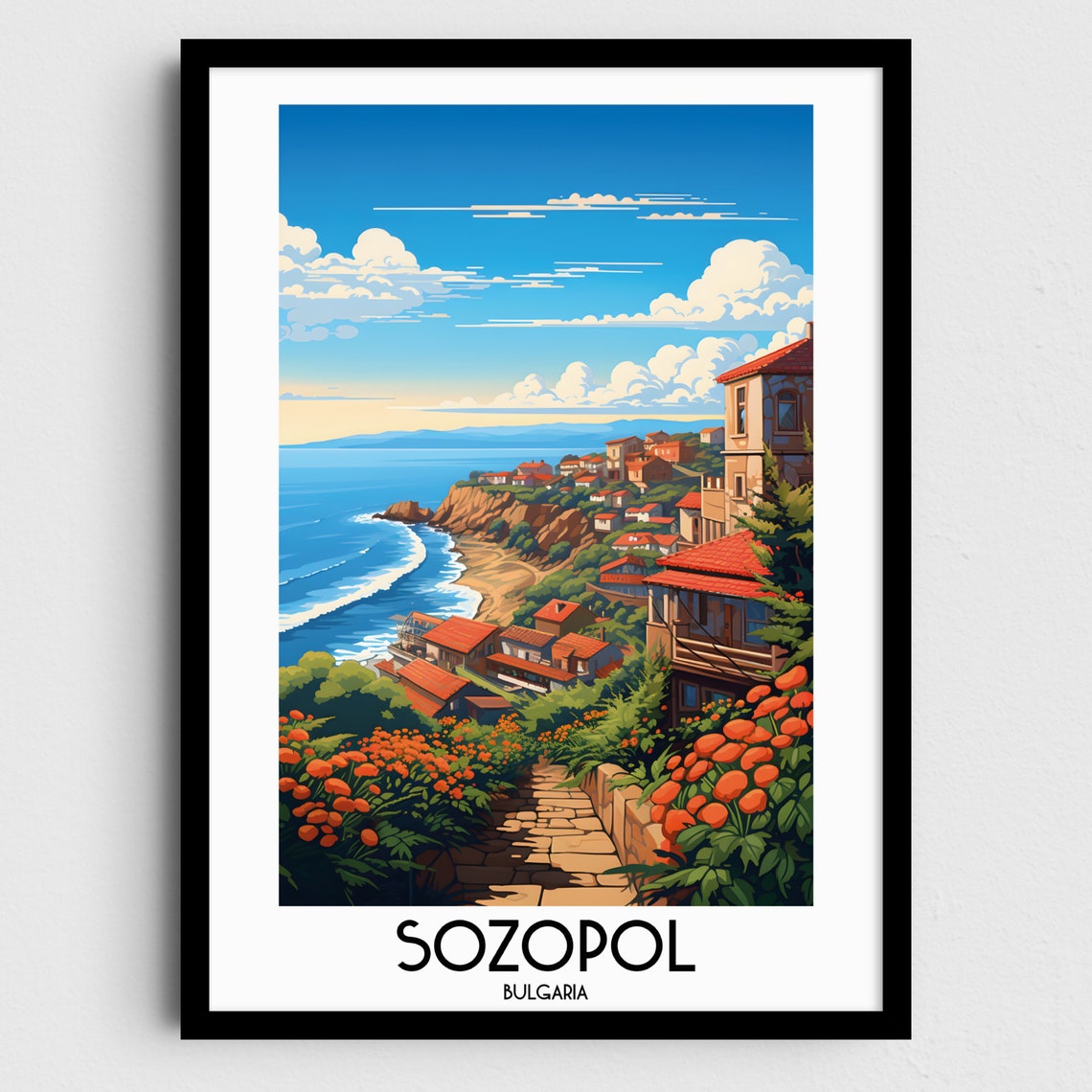 Sozopol Bulgaria Coastal Old Town Cliffs Seaside View Poster