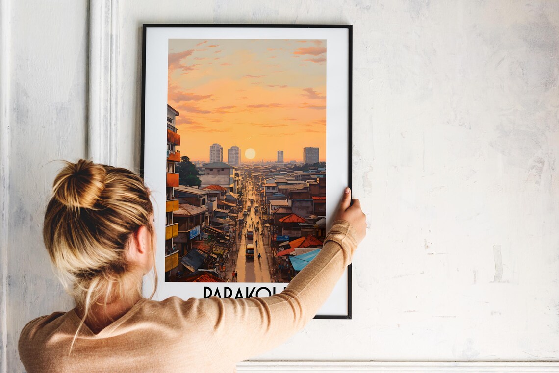 Parakou Benin West Africa Street Sunset City Scene Travel Poster - Image 2