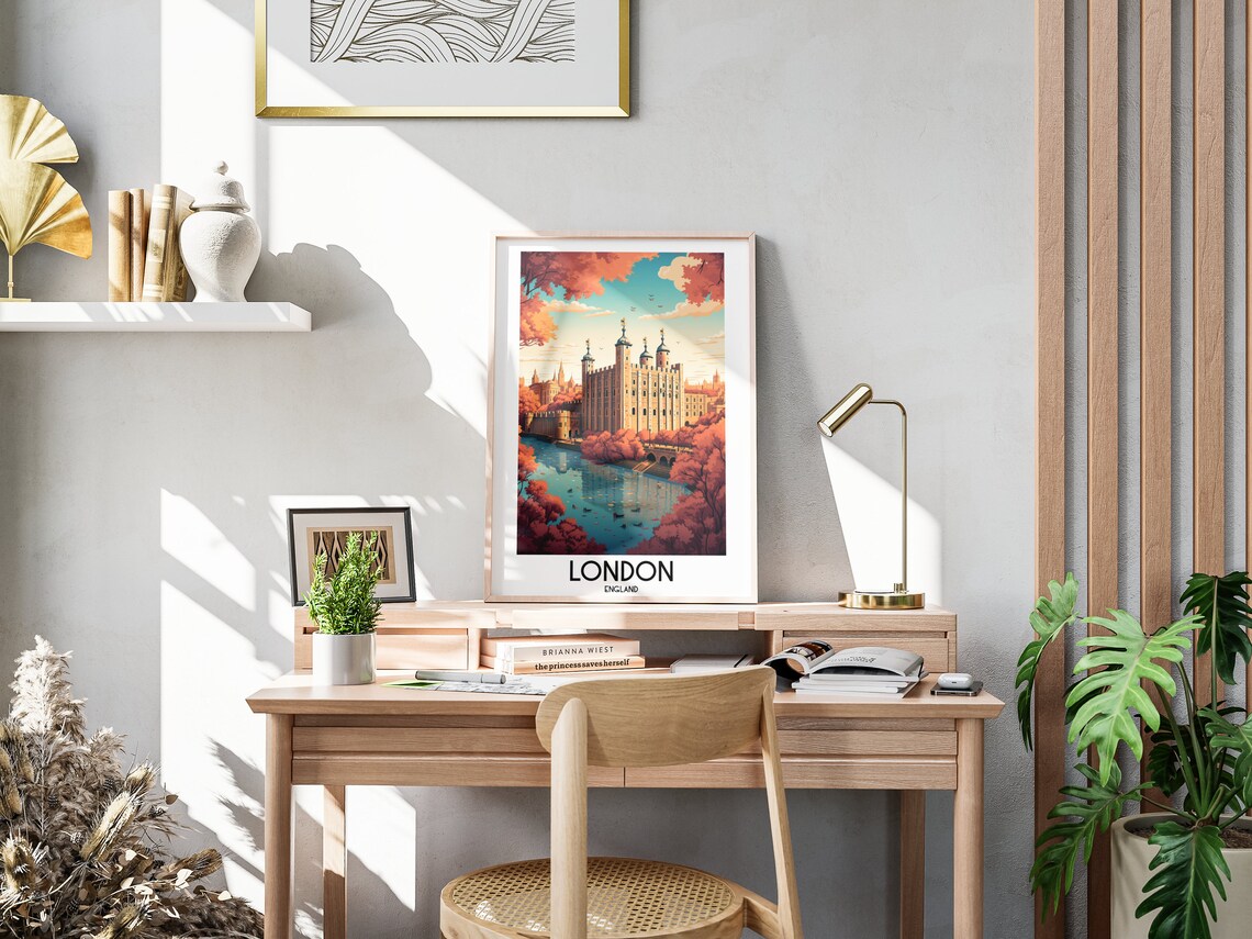London England Tower of London Autumn Riverside Travel Art Poster - Image 3