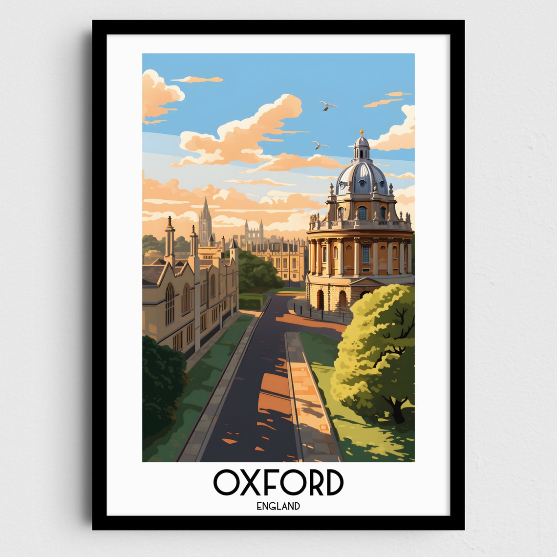 Oxford England Radcliffe Camera Dome Historic Street Art Poster