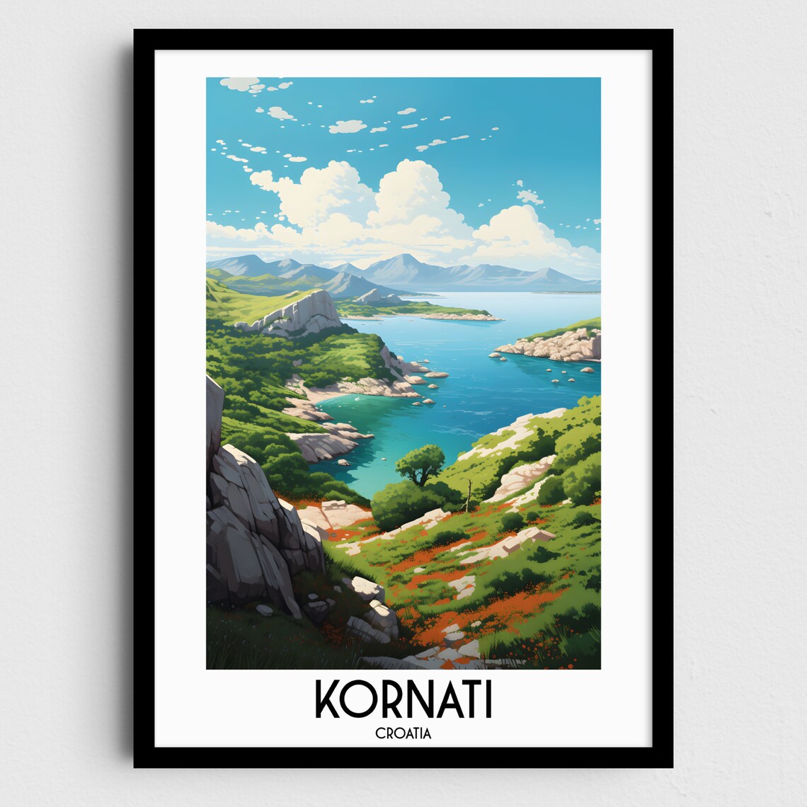 Kornati Croatia Island Archipelago Turquoise Bay Travel Poster