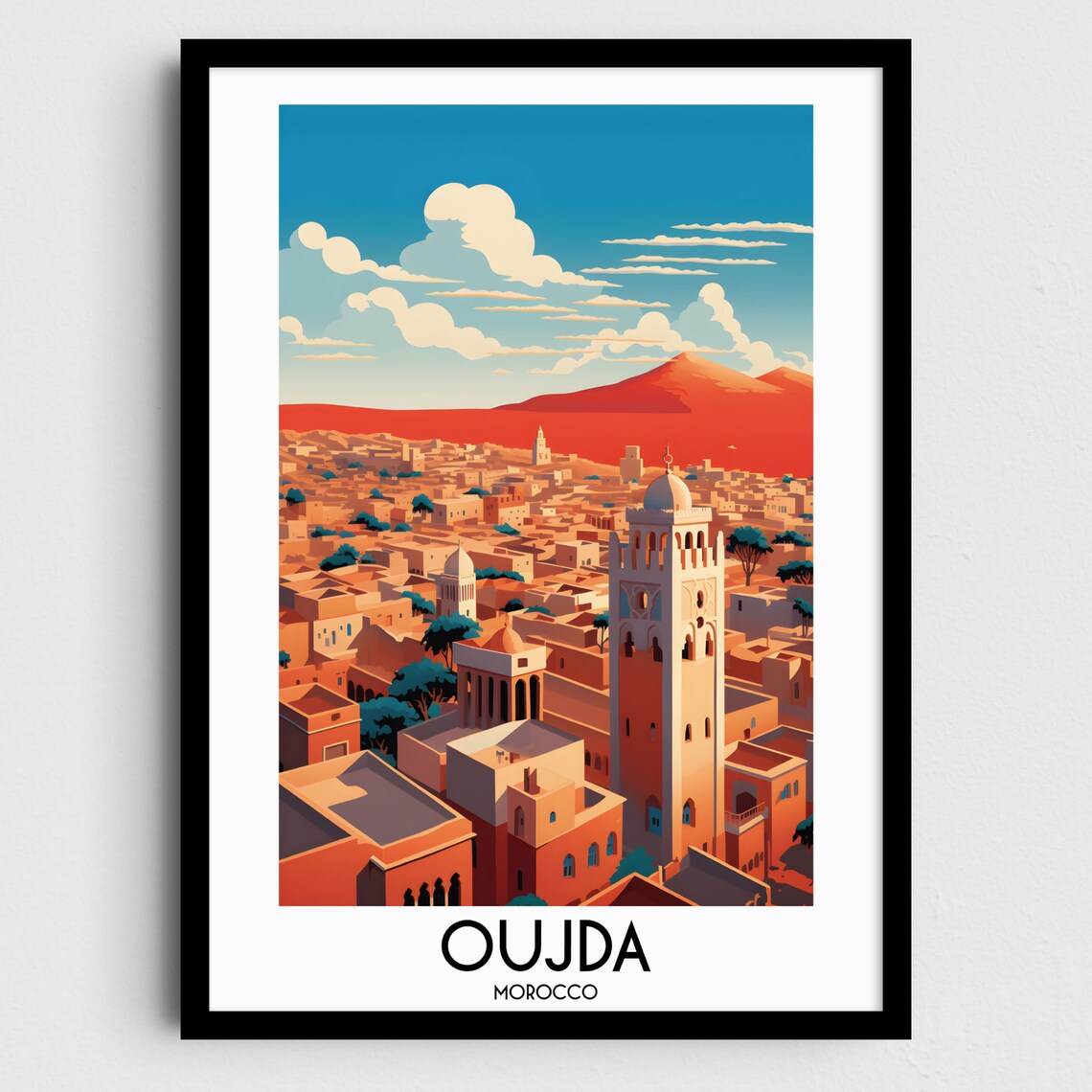 Oujda Morocco Travel Poster, African Home Decor