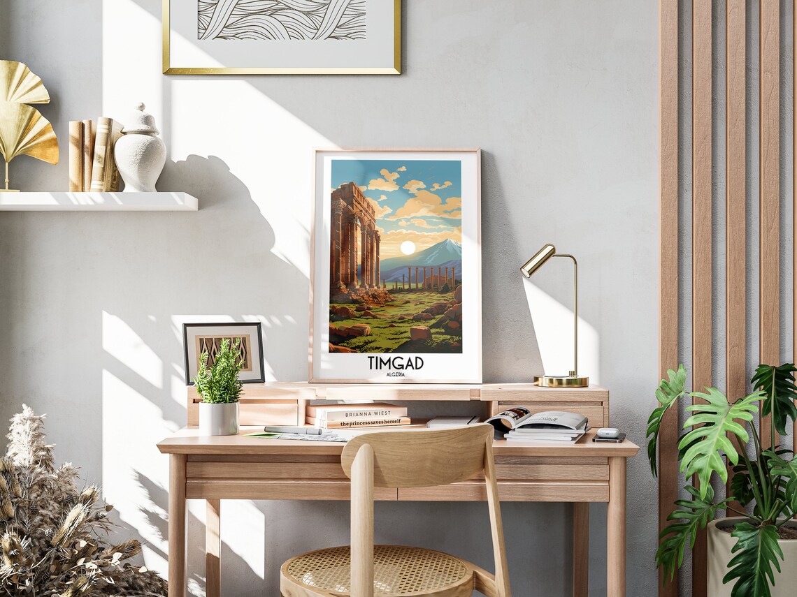 Timgad Algeria Roman Columns Ancient Ruins Vintage Travel Poster - Image 3