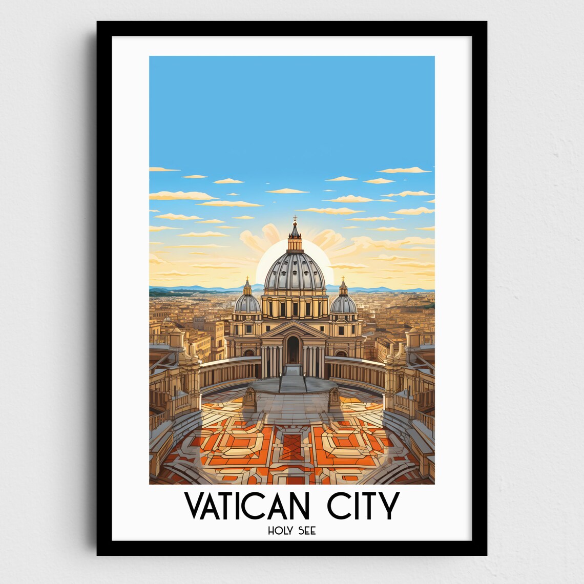 Vatican City St Peters Basilica Dome Holy See Travel Art Poster