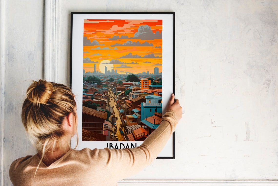 Ibadan Nigeria City Sunset Rooftop Skyline Panorama Travel Poster - Image 2