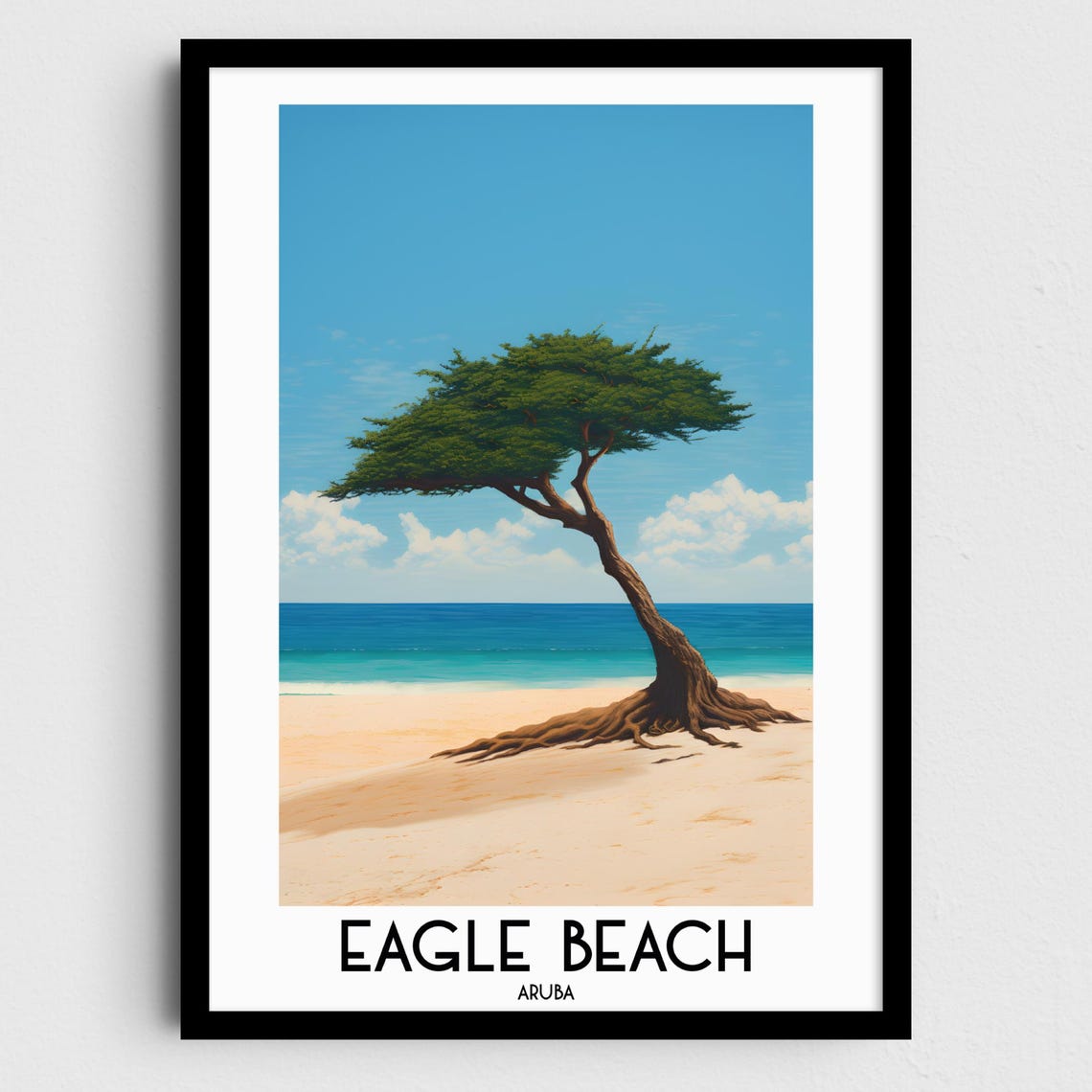 Eagle Beach Aruba Divi Divi Tree Beach Vintage Travel Poster