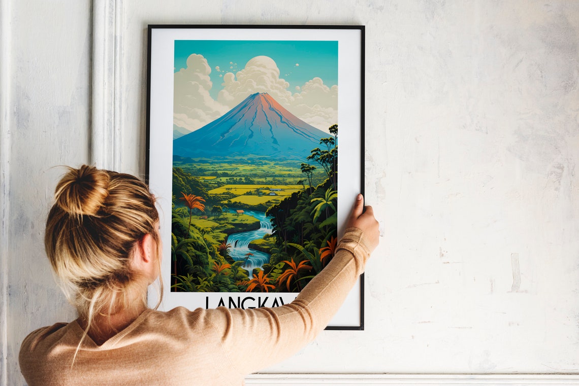 Langkawi Malaysia Lush Jungle Mountain Waterfall Scenery Poster - Image 2