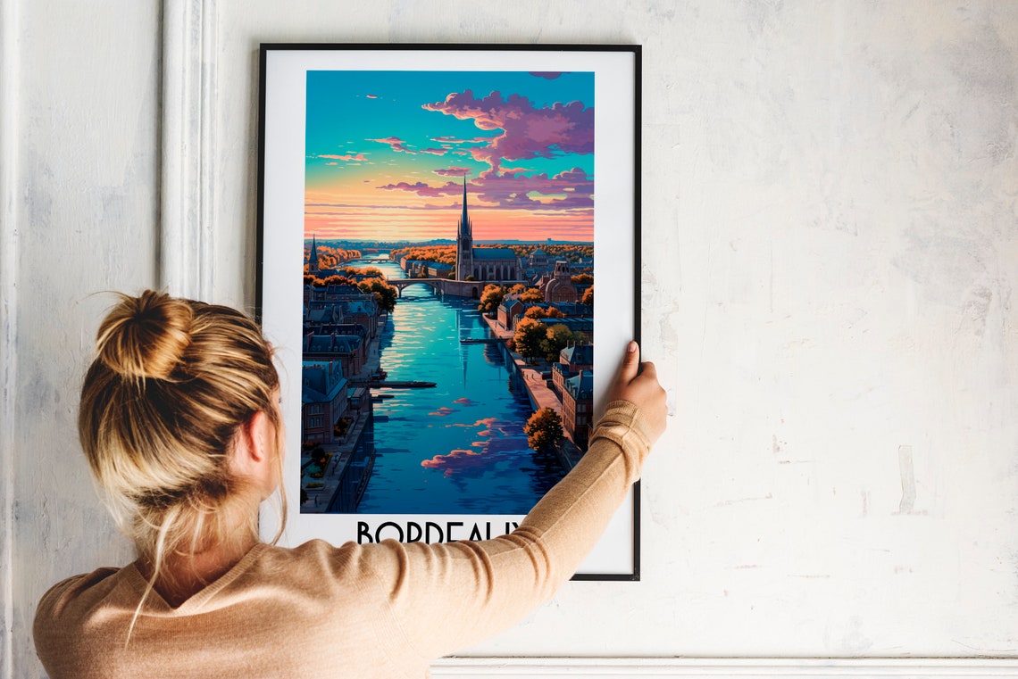 Bordeaux Travel Wall Art France Painting Gifts Europe Home Decor Prints Posters Handmade Art French - Image 2
