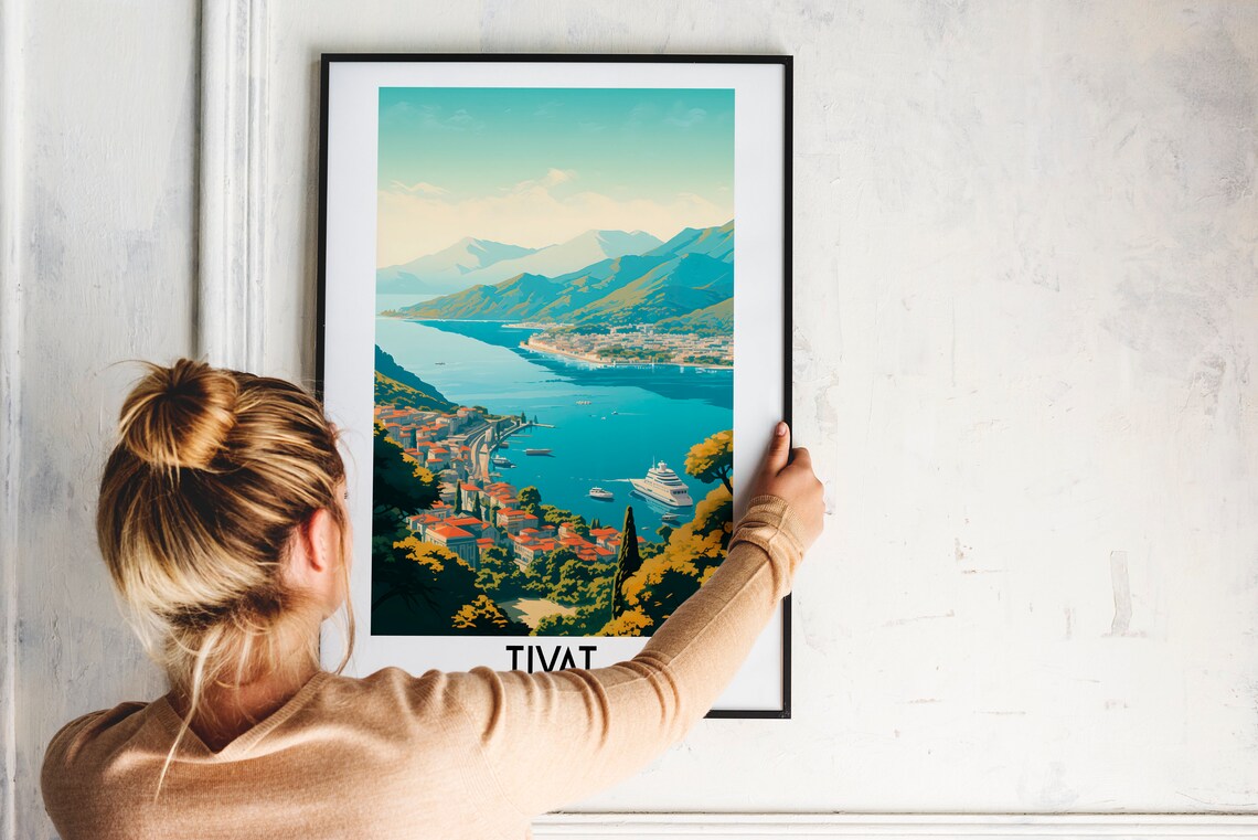 Tivat Montenegro Marina Bay Cruise Ships Mountain Coast Poster - Image 2