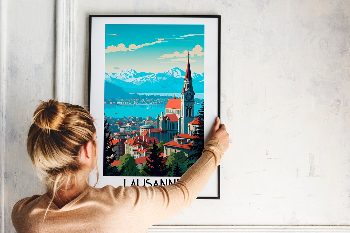 Lausanne Travel Poster, Switzerland Europe Wall Art - Image 2