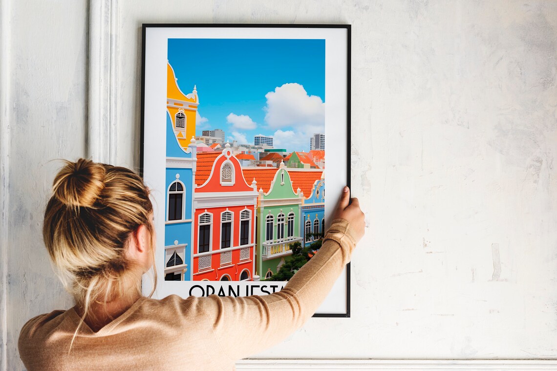 Oranjestad Aruba Colorful Dutch Colonial Street Travel Poster - Image 2