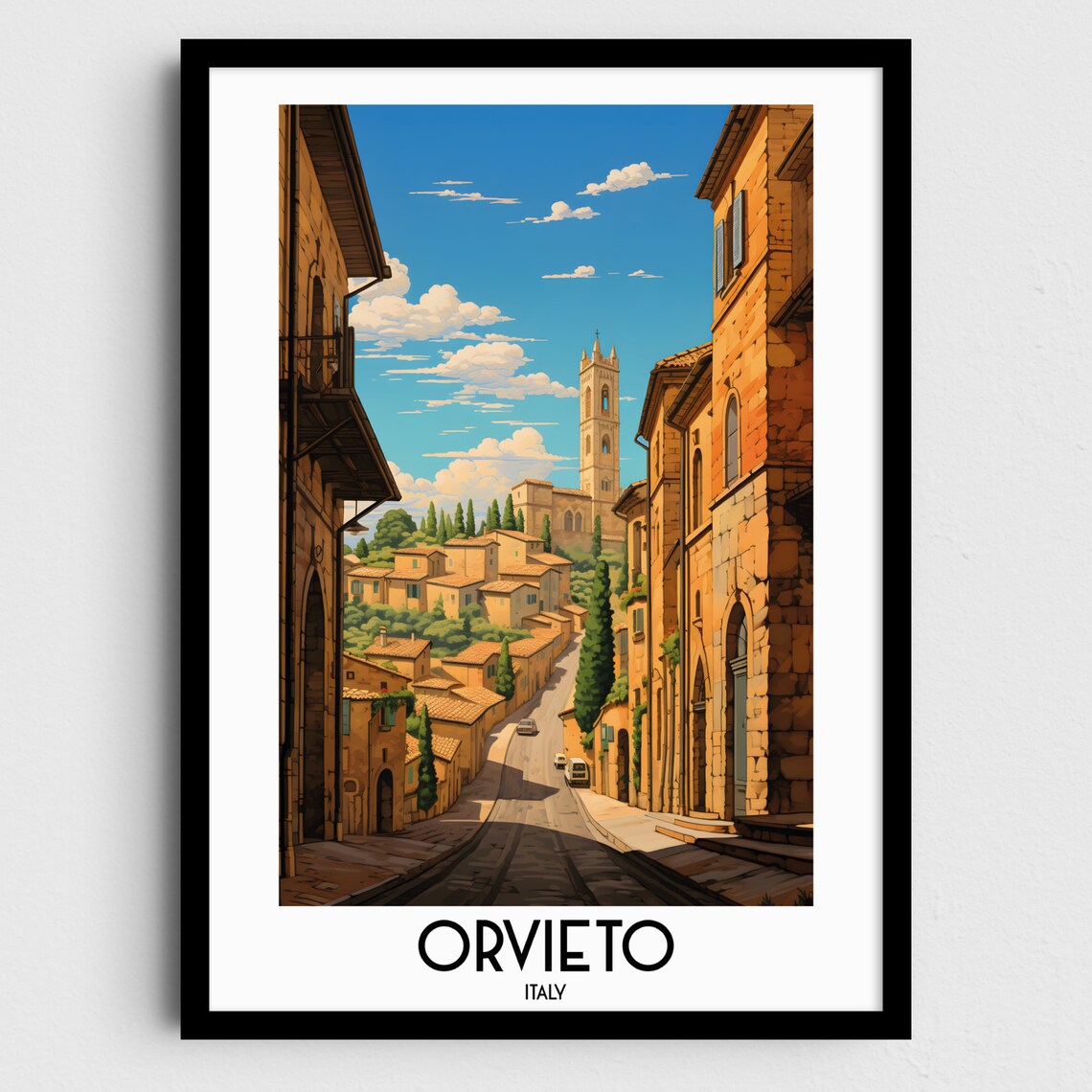 Orvieto Italy Hilltop Town Stone Street Sunlit Village Poster