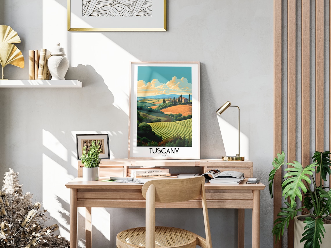 Tuscany Italy Rolling Vineyard Hills Villa Vintage Travel Poster - Image 3