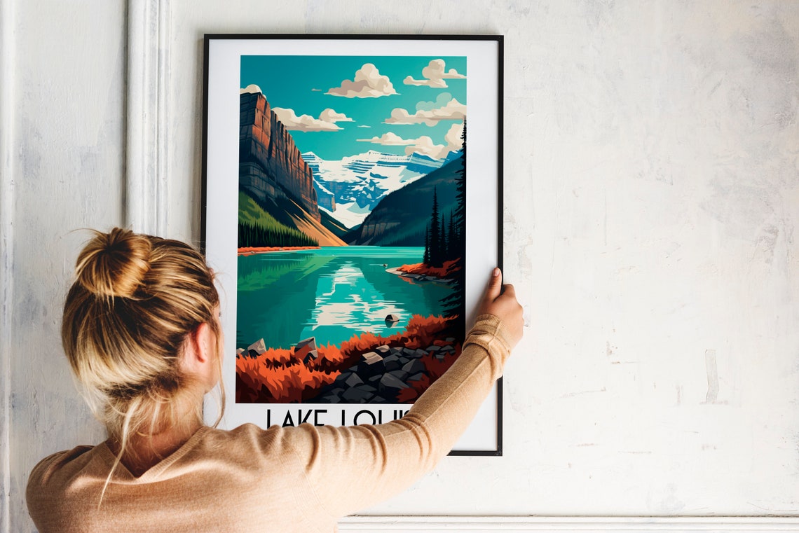 Lake Louise Canada Turquoise Lake and Glacier Peaks Travel Poster - Image 2