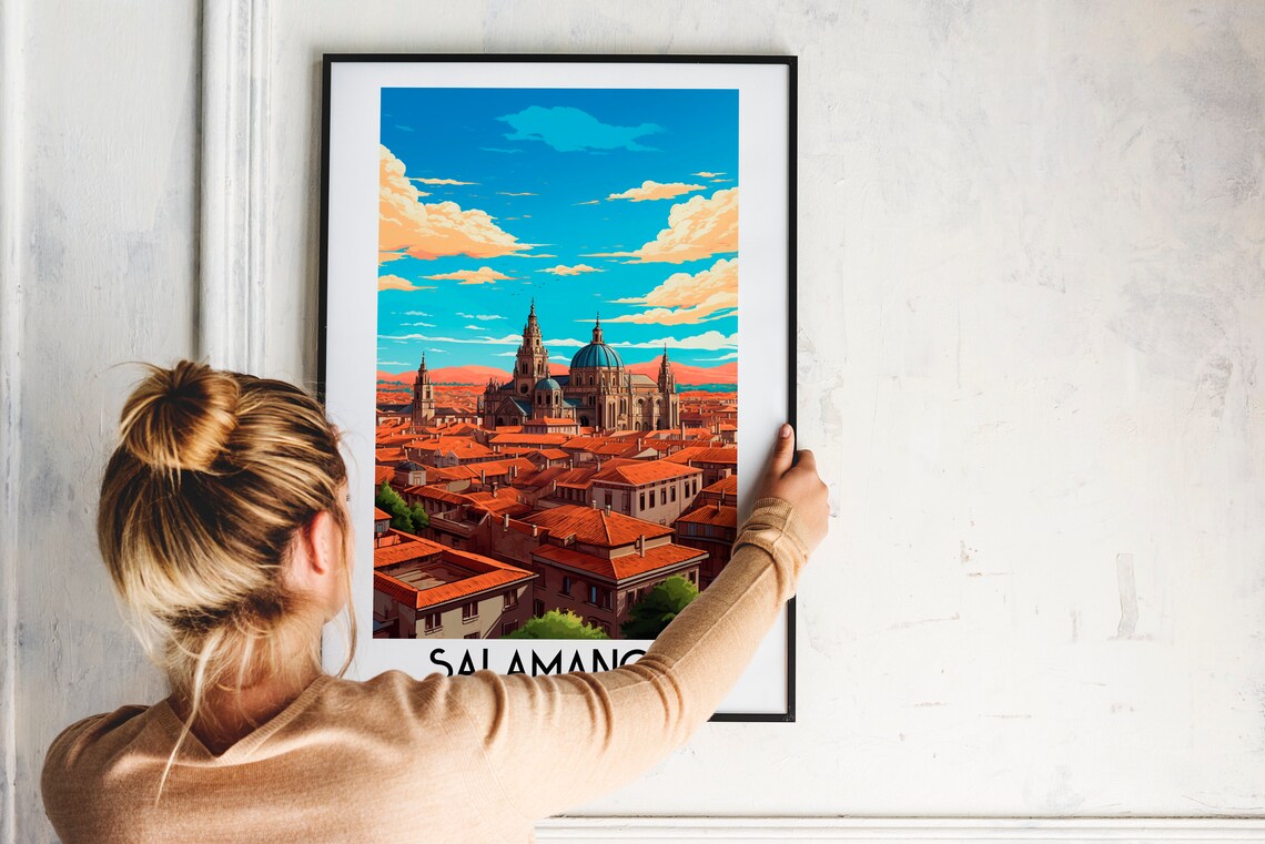 Salamanca Spain Cathedral Old Town Rooftops Golden Skyline Poster - Image 2