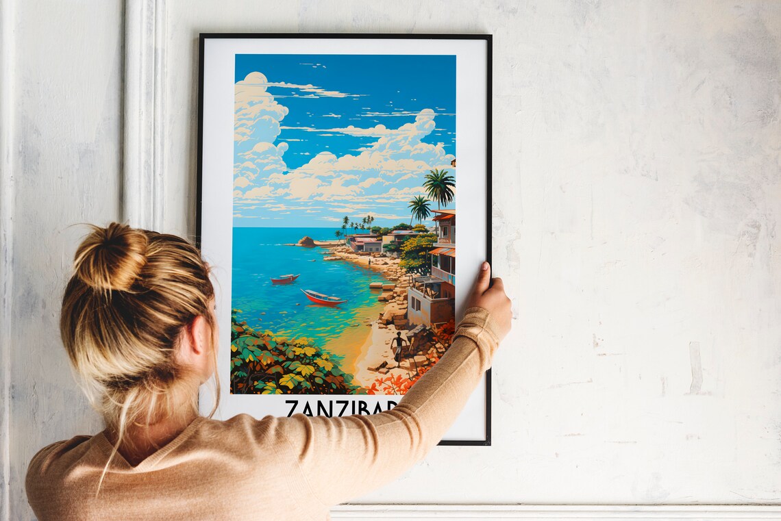 Zanzibar Travel Wall Art Tanzania Painting Gifts Africa Home Decor Prints Posters Handmade Art Tanzanian - Image 2
