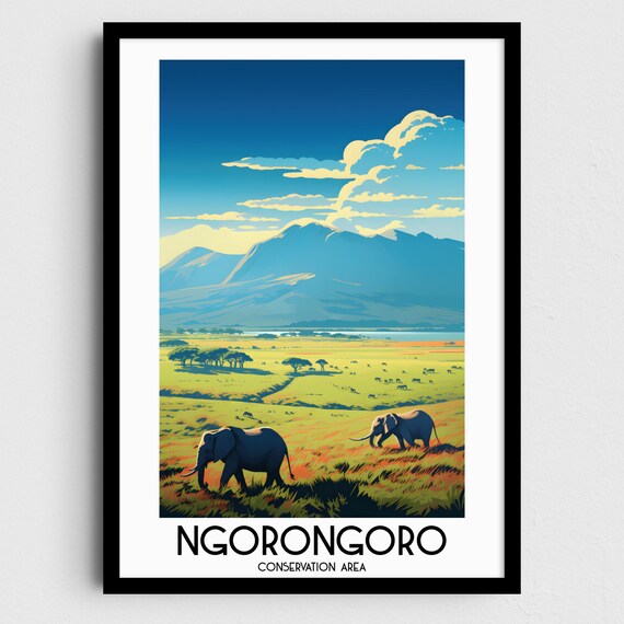 Ngorongoro Conservation Area Travel Wall Art Tanzania Painting Gifts Home Decor Prints Posters Handmade Art