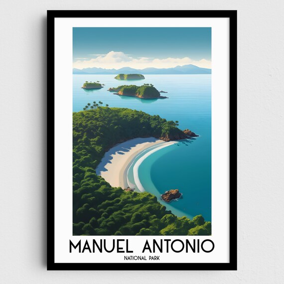 Manuel Antonio National Park Costa Rica Poster Tropical Beach Coast Art