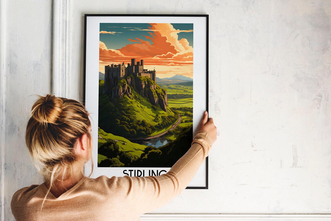 Stirling Castle Scotland Hilltop Fortress Sunset Vintage Travel Poster - Image 2