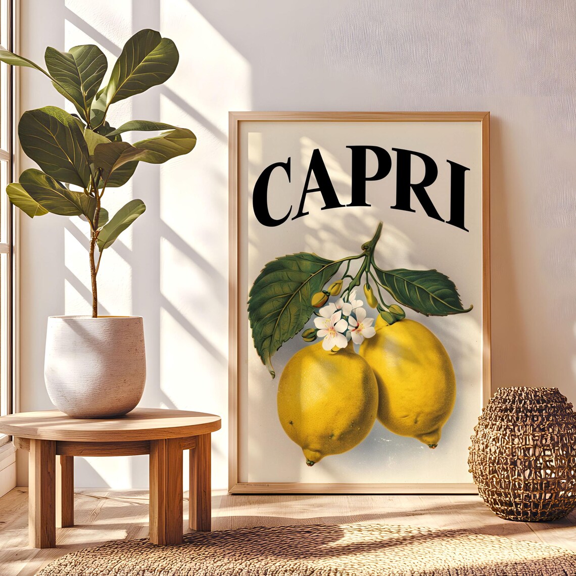 Vintage Capri Lemon Poster, Luxury Decor