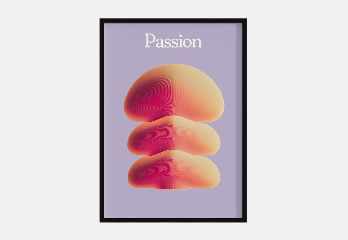 Passion Abstract 3D Gradient Coral Shapes Minimalist Art Poster
