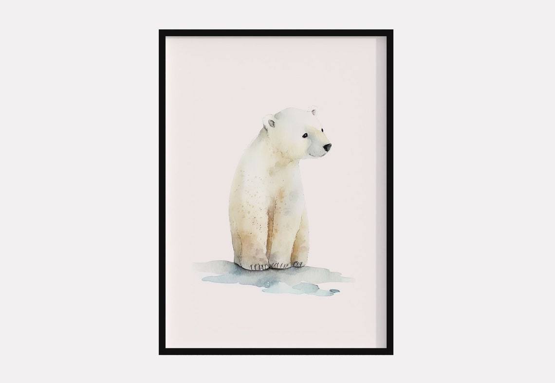 Boho Ice Bear Poster Bear Nursery Wall Art Baby Shower Gift Cute Bear Picture For Boho Kids Decor