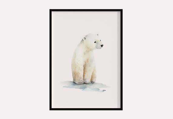 Boho Ice Bear Poster Bear Nursery Wall Art Baby Shower Gift Cute Bear Picture For Boho Kids Decor