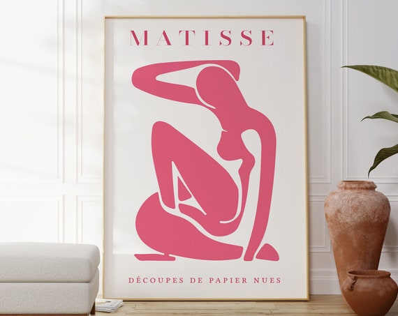 Henri Matisse Pink Nude Illustration Poster Modern Abstract Print Elegant Decor Minimalist Artwork Pink Gift For Her Clean Fine Art