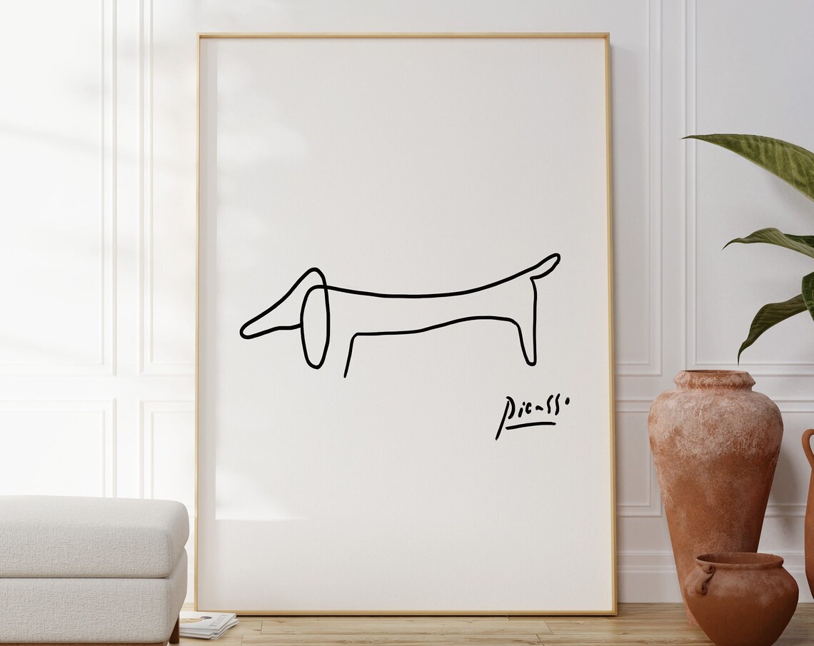 Picasso Sausage Dog Minimalist Art Print, Modern - Image 6