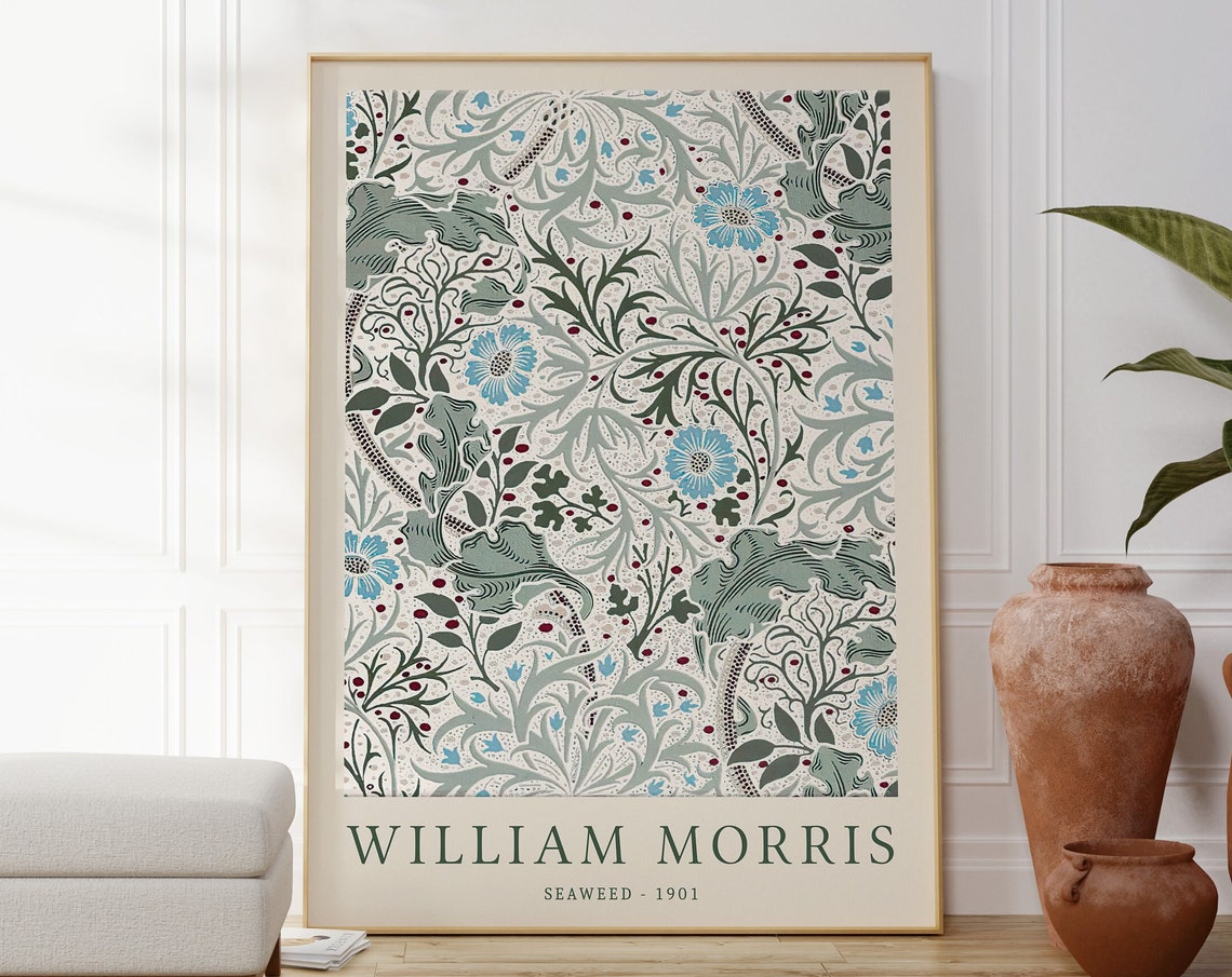 William Morris Seaweed 1901 Sage Botanical Pattern Art Nouveau Poster