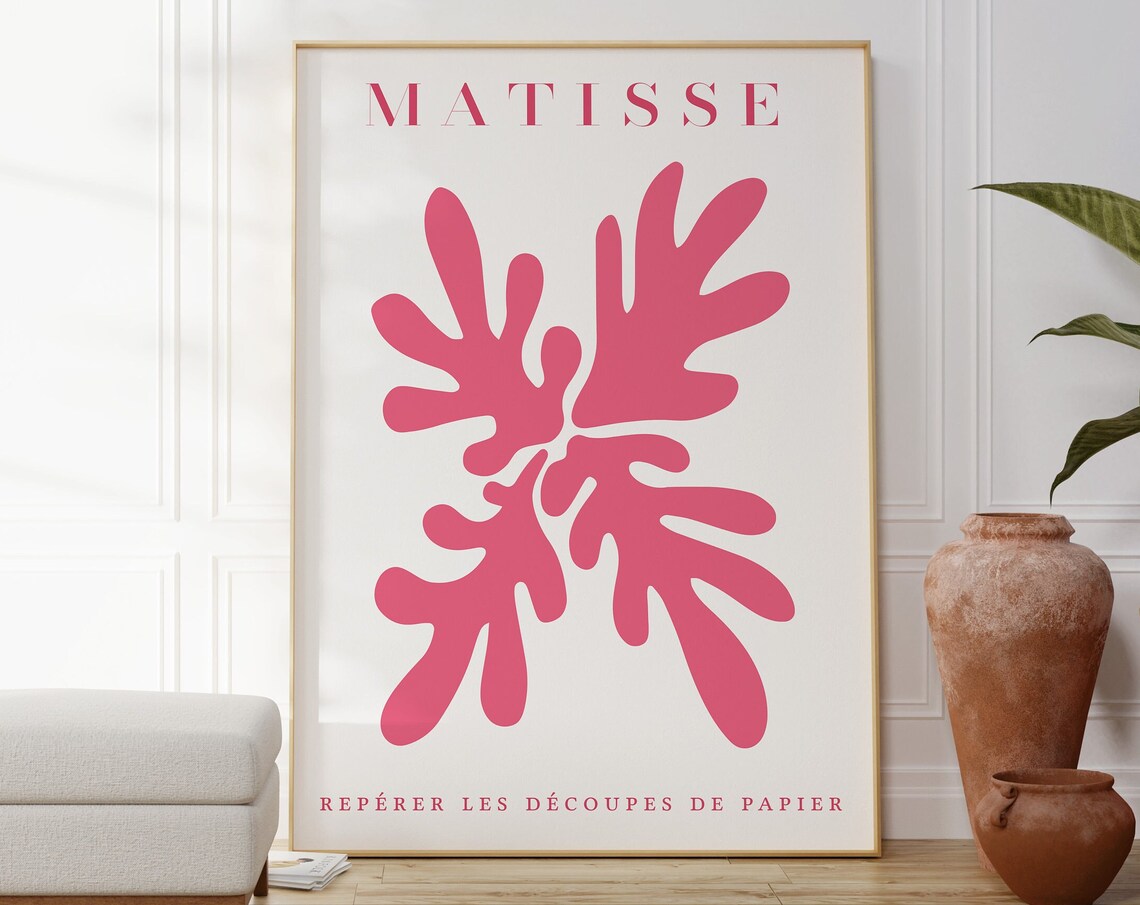 Henri Matisse Pink Paper Cut Out Floral Shapes Abstract Poster