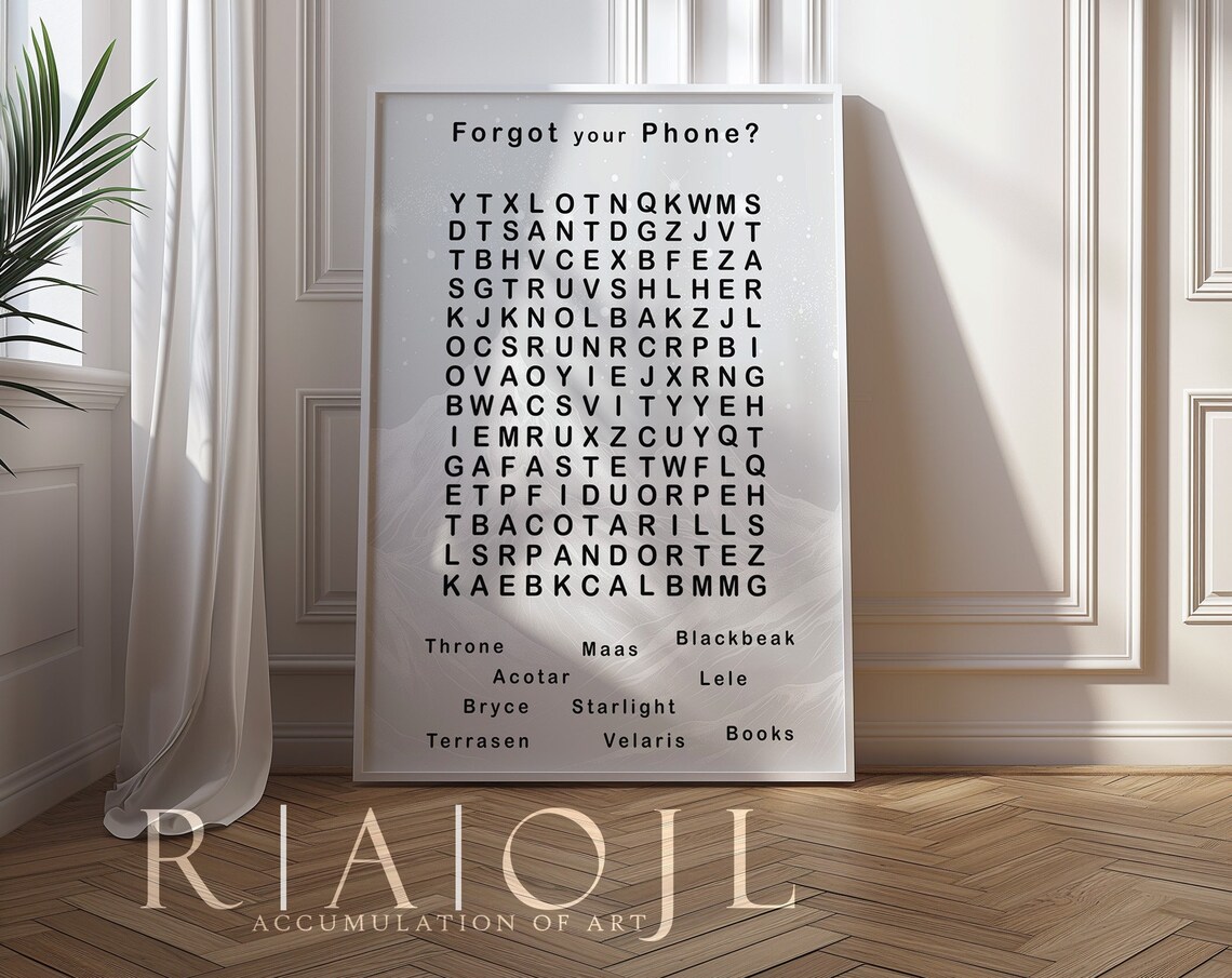 Forgot Your Phone Sarah J Maas Book Word Search Puzzle Wall Poster