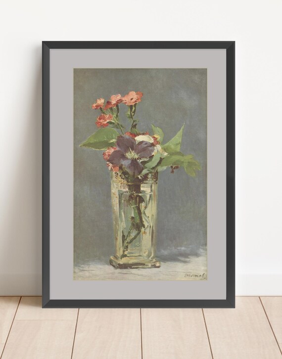 Manet Flowers in a Crystal Vase, Bedroom Decor