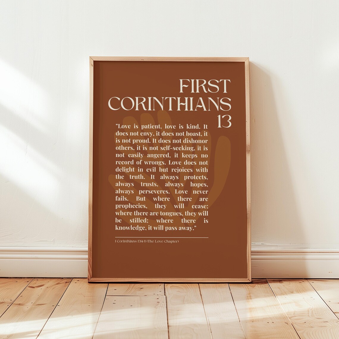 1 Corinthians 13 Print Brown Bible Verse Wall Art