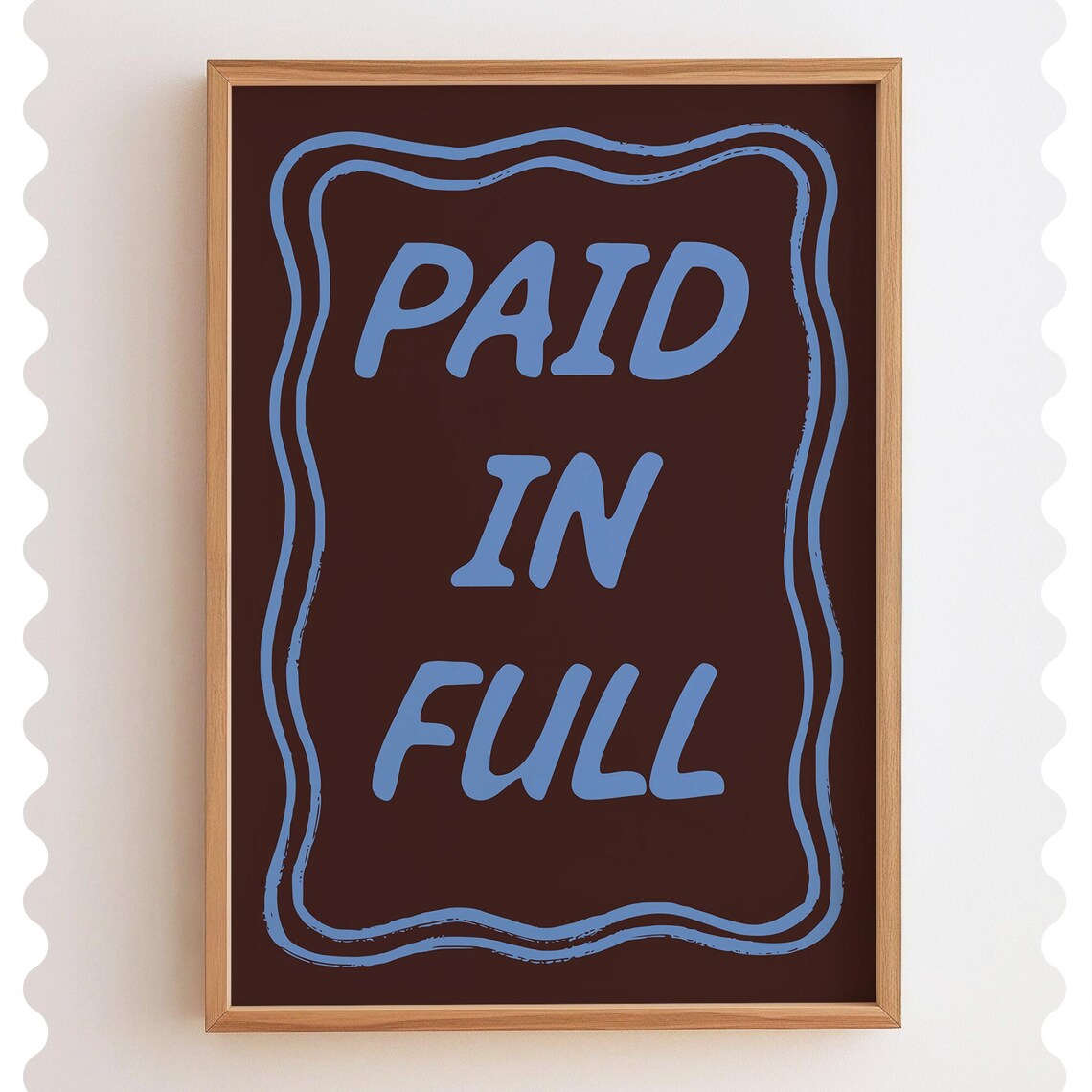 Paid In Full Christian Print Blue Brown Scripture Art