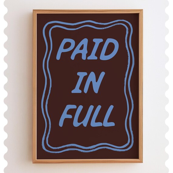 Paid In Full Christian Print Blue Brown Scripture Art