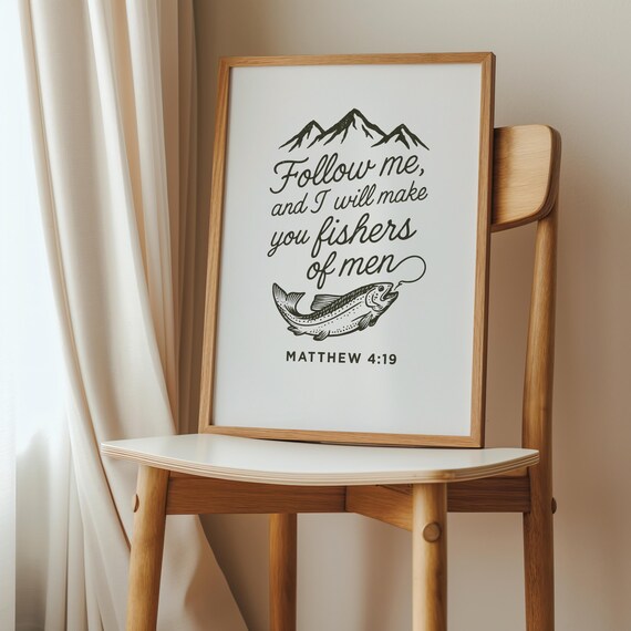 Fishers Of Men Scripture Print Christian Fishing Decor