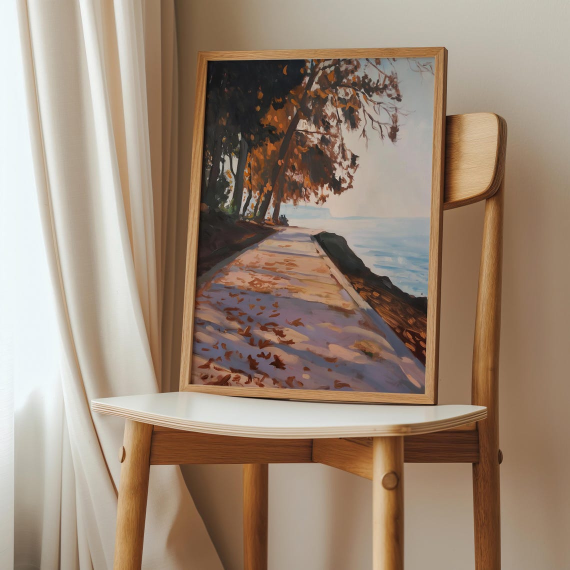 Coastal Autumn Road Print Fall Beach Landscape Art