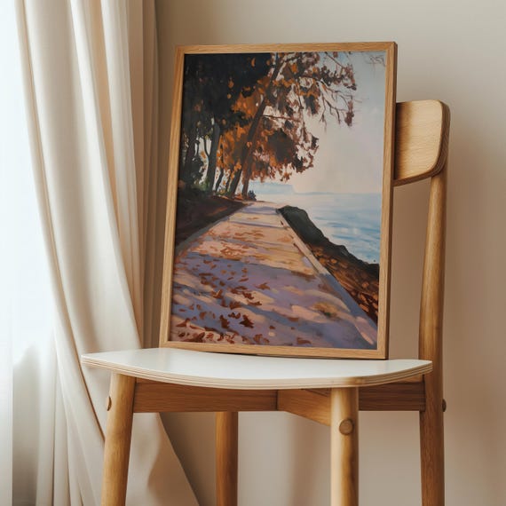 Coastal Autumn Road Print Fall Beach Landscape Art