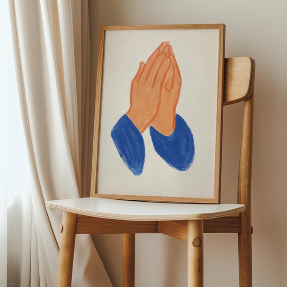 Praying Hands Minimalist Christian Faith Art Warm Modern Poster