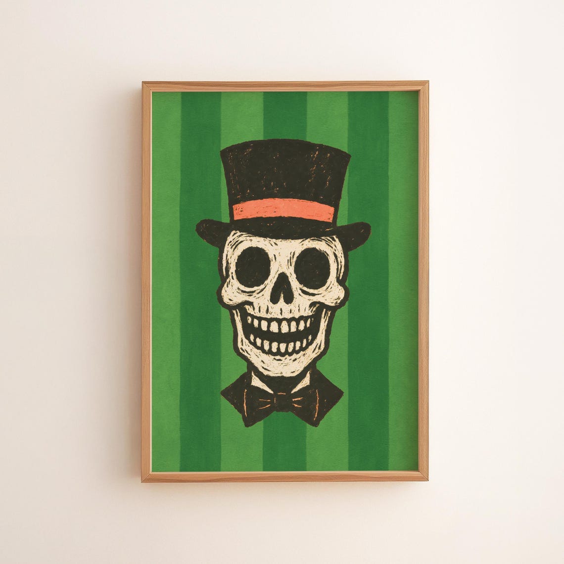 Vintage Skull Art Print Gothic Halloween Decor