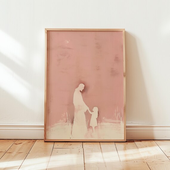 Good Father Jesus and Child Silhouette Pink Christian Art Print