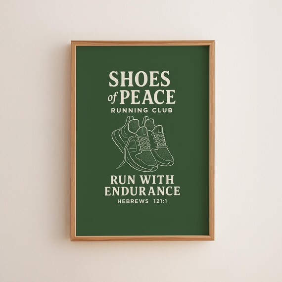Shoes Of Peace Running Club Run With Endurance Hebrews 121 Scripture Poster